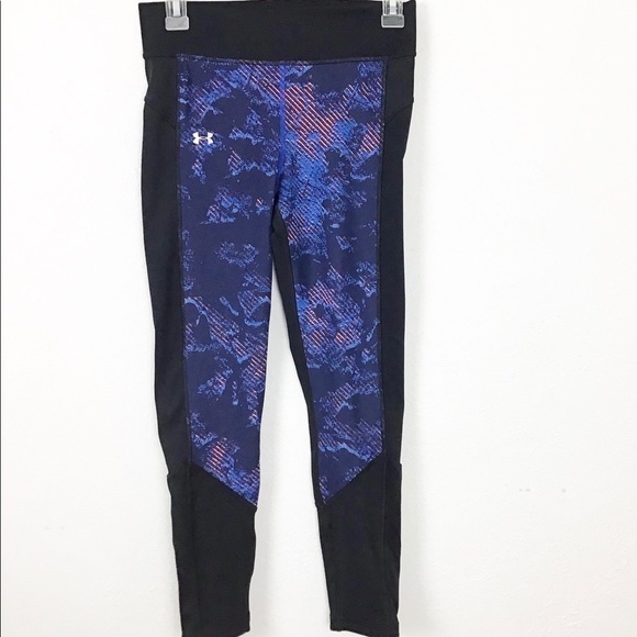 Under Armour Pants - Under Armour Heat Gear Blue Black Red Leggings Size S